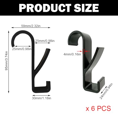 LizCeyMD 6 PCS Towel Radiator Brackets Hooks Movable Over Radiator Towel Rail Hooks Black Round Radiator Towel Rail Hanger Hook for All Standard 2.5cm Radiators - Image 2