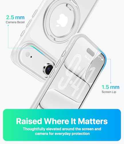 Image of for iPhone Air Case, Compatible with MagSafe, Slim Shockproof Military-Grade Rugged Protective Case with Stand, Camera Control, Comfort Grip (B-White, iPhone Air)