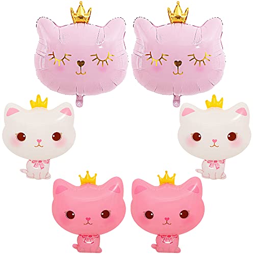 KOBOKO Katzen Geburtstagsballons 6-teilig - Niedliche Folienballons Für Kinderpartys