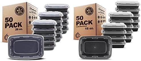Freshware Meal Prep Containers [50 Pack] (28 oz) & Meal Prep Containers [50 Pack] 1 Compartment Food Storage Containers (16 oz) image 2