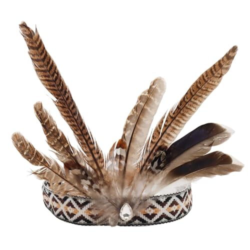 Simple Polymer Feather Headband Accessories - Indian Headpiece Native American Inspired Chief Handmade Costume for Kids and Adults, Style A