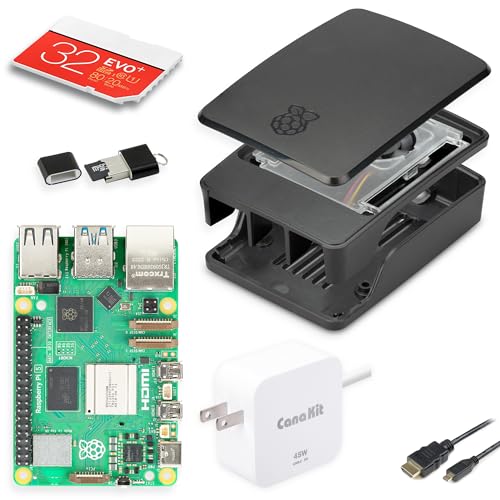 CanaKit Raspberry Pi 5 Essentials Starter Kit with Official Black Case (8GB RAM)