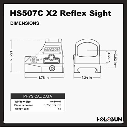 HOLOSUN HS507C-X2 Classic Multi Reticle Red Dot Sight, Black