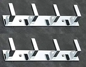 chhavi Pin Bathroom Cloth Hooks Hanger Door Wall Bedroom Bathroom Robe Hooks Rail for Hanging Keys,Clothes,Towel alluminium Hook (Silver) (4 pin, 2 Piece)