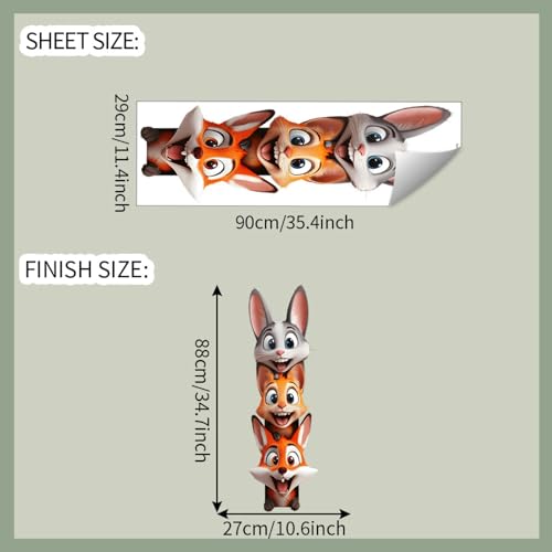 Vinilos decorativos 3D animales tiernos para pared miniatura 2