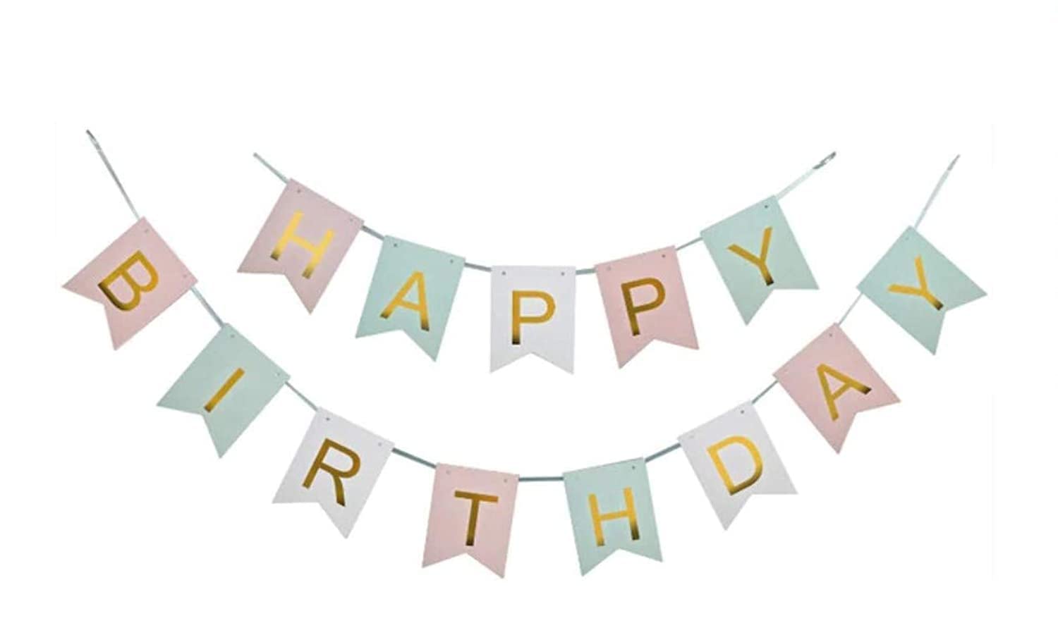 Happy Birthday Banner Birthday Party Decorations Baby pink blue Kids party celebration