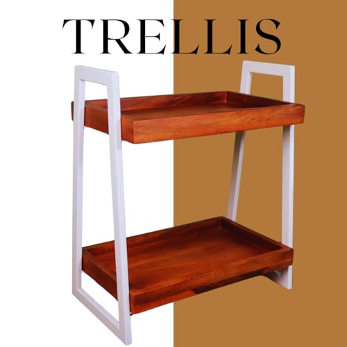 Image of Premium Trellis Wooden Kitchen Rack /Countertop Kitchen Storage Rack /Spice Rack /Shelf /Wooden Organizer /Living Room Organizer,Big(40 L x 26 W x 51 H Centimeters)