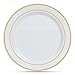 Select Settings [50 COUNT] (10.25 Inch) Gold Rim Disposable Plastic Dinner Plates