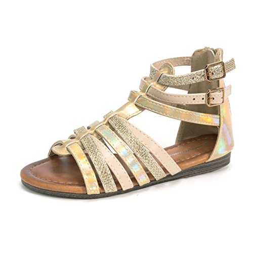 Image of FUNKYMONKEY Girls Gladiator Strap Sandals Flat Thong Cross Strappy Sandals
