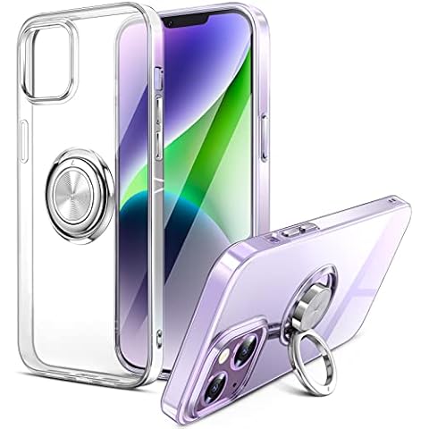ASKUBSKU Schutzhülle für iPhone 14 Plus mit Ringhalterung, iPhone 14+ Plus, transparenter Ständer, schmal, weiche TPU-Stoßfänger, stoßfest, Schutzhülle für iPhone 14 Plus 5G 6.7 Zoll Cover