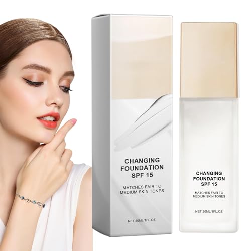 Base líquida que cambia de color, base líquida de 30 ml con cobertura total | Corrector facial para mujeres y niñas, base facial
