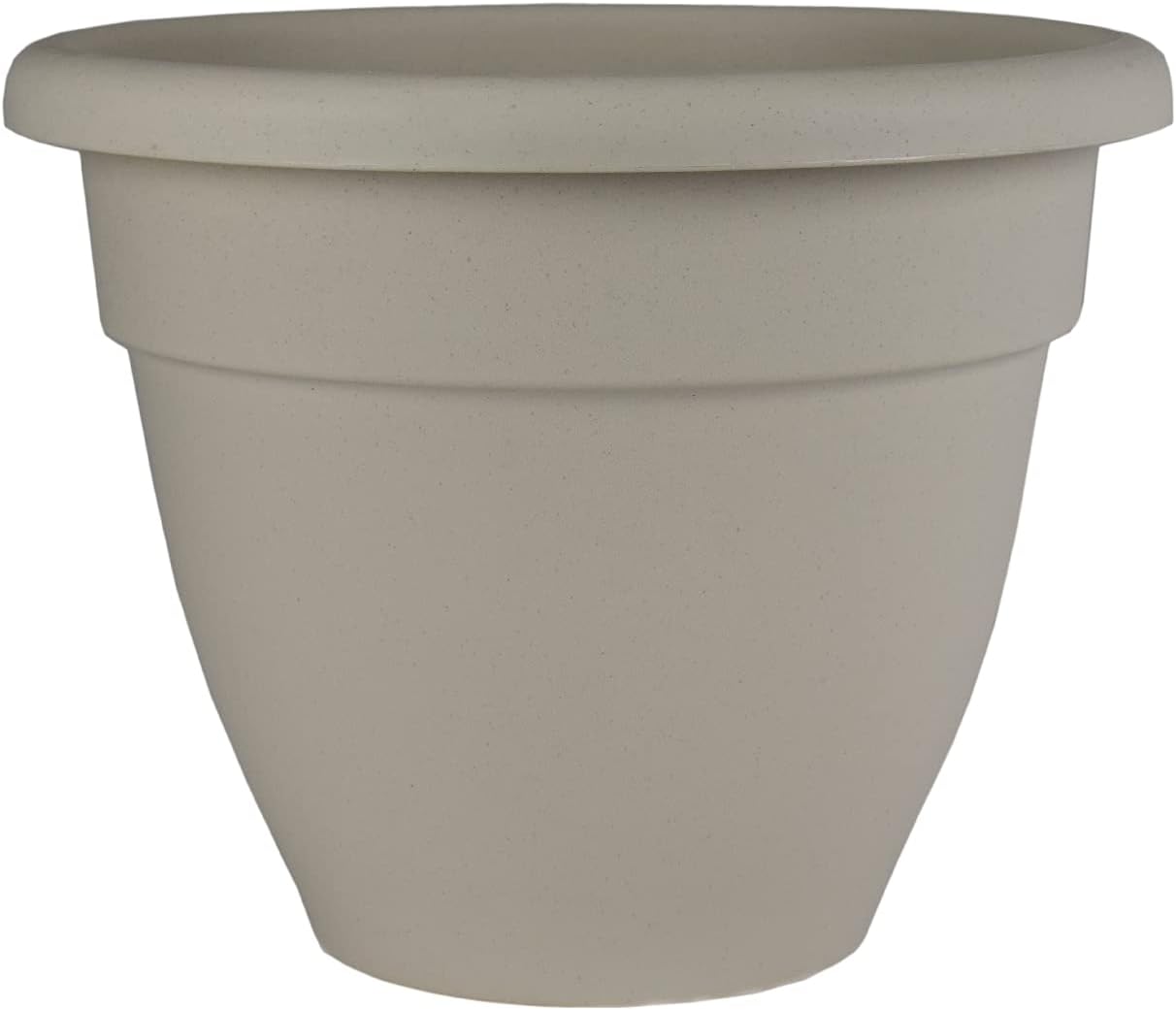 The HC Companies 12 Inch Caribbean Round Planter - Lightweight Indoor Outdoor Plastic Plant Pot with Drainage Plug, Cottage Stone Cottage Stone 12"