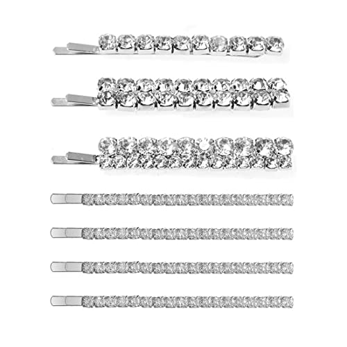 Zeayebsr 7 Pièces Pinces à Cheveux Argent Strass Pinces à Cheveux Pinces à Cheveux en Métal Pinces à Cheveux Accessoires de Cheveux Pinces à Cheveux pour Femmes et Filles Cover