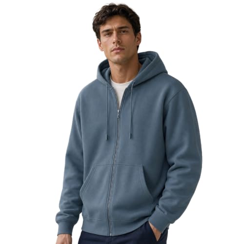 Image of Nobero Classic Zipper Hoodie for Men | Zip Up Hoodies for Men | Regular Fit | Full Zip Closure | Drawstring Hood | Zipped Hooded Sweatshirt | Cotton Rich Zipper Fleece Hoodie