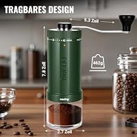 Weltweit erste 60g große Kapazität manuelle Kaffeemühle, tragbare Hand Kaffeebohnen Mühle mit 40 verstellbaren Einstellungen, Keramik konische Burr Mühle für Gießen über, Camping, Reisen (Waldgrön) – Ansicht 2