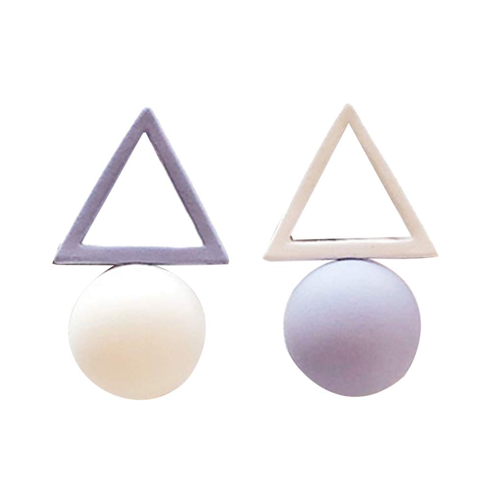 LPxdywlk Fashion Candy Color Earrings Women Triangle Round Ball Pendant Geometric Stud Earrings Gift White + Blue