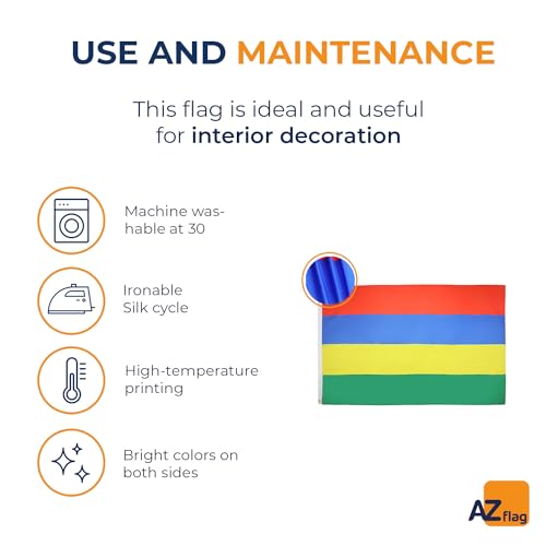 Image of AZ FLAG - Mauritius Flag - 3x5 Ft - Light Polyester Mauritian Banner with Two Brass Eyelets - Fade Resistant - Vivid Colors - 3' x 5' Feet - 150x90 Cm