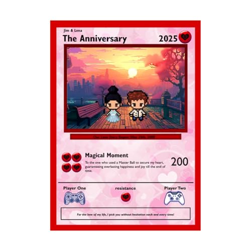 Pokepet Personalized Anniversary Metal Card – Custom Gift for Her or Him, Unique Gaming-Inspired Keepsake for Couples, Personalized Gamer Gift, Custom Poke Card, Create Your Own Poke Card