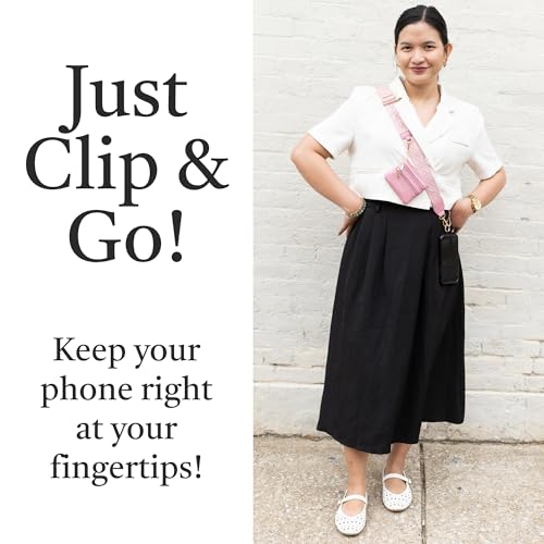 Image of Save the Girls Original Clip and Go Phone Strap Pattern (Classic - Rose) - Crossbody Phone Strap Chain with Zipper Wallet Pouch - Phone Lanyard Zippered
