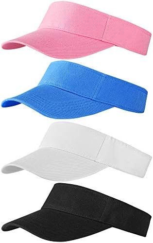 Trounistro 4 Pack Sun Sports Visor Hats Adjustable Hat Summer Cotton Cap for Golf Cycling Fishing Tennis Running Jogging and Other Sports (Style 2)