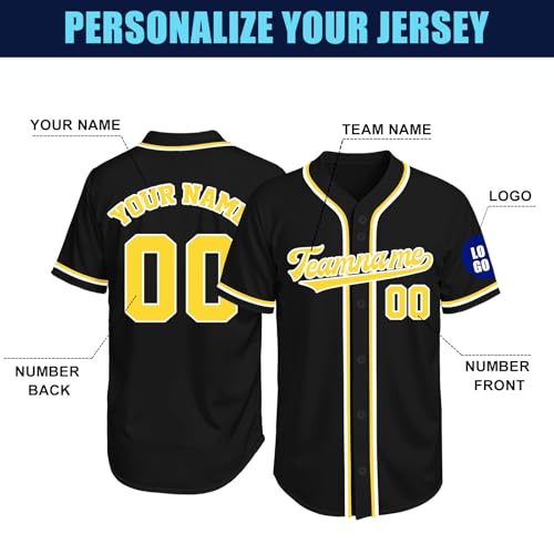 Image of Custom Baseball Jersey Personalized Stitched or Printed Name Number Baseball Shirt Sports Uniform Gifts for Men Women Youth