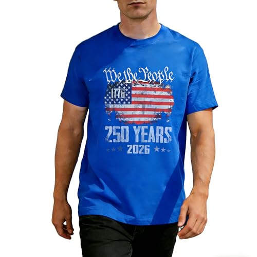 American Flag Shirts for Women's, 4th of July Tops Patriotic 1776 USA T-Shirt for Memorial Day, Independence Day Tees, Mensize-navyblue01, Large