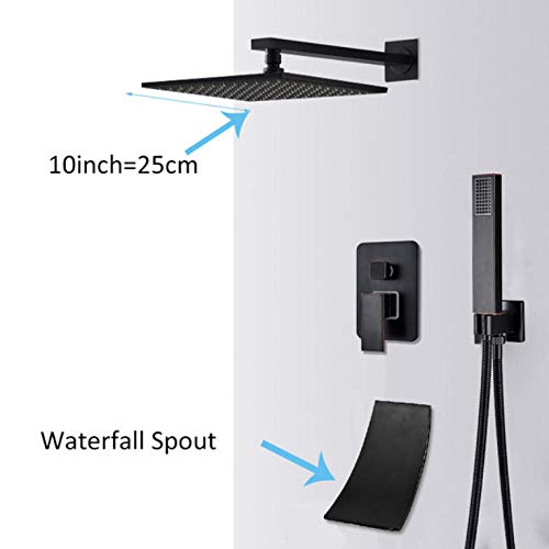 Robinet douche dissimulé noir mitigeur laiton 10 pouces - 7