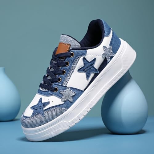 Star Platform Shoes, Cute Sneakers for Women Walking Outdoor, Fashionable Denim Shoes, Breathable Anti-Slip Casual Shoes4