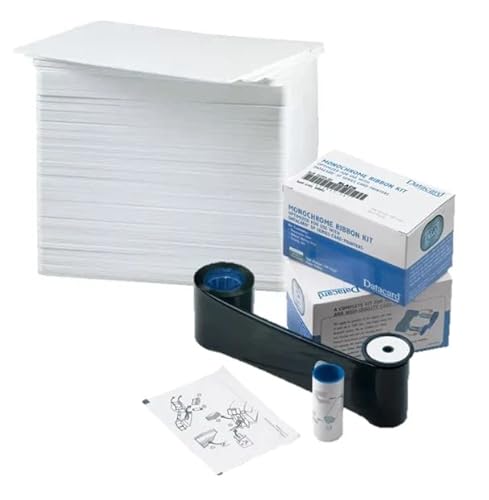 Datacard 533000-053 Black Monochrome HQ Ribbon for SD Series, SP35, SP35 Plus, SP55, SP55 Plus, SP75, and SP75 Plus Printers with 500 ID Zone Premium White Blank Plastic CR80 30 Mil PVC Cards