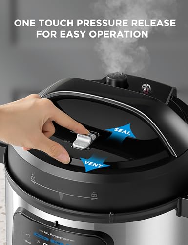 Image of Midea 10-in-1 Electric Pressure Cooker with Slow Cooker, Steamer, Saute, Sous Vide, and Bake Modes, Stovetop & Oven Safe Stainless Steel Pot, 6 Quarts