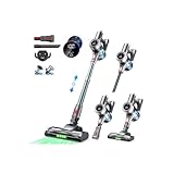 掃除機 コードレス【2025技術革新版！60Kpa真の超強力吸引＆革新版グリーンLEDライト付＆業界初65分連続稼働＆自立式＆次世代LED液晶ディスプレイ】Bivark コードレス掃除機 サイクロン式 550Ｗ 3段吸引力 スティック/ハンディ 2WAY 絡まないヘッド 軽量低騒音伸縮パイプ HEPA多重濾過着脱式バッテリー フロア/カーペット/ソファー/カーテン/本棚/車 3年保証年末お掃除