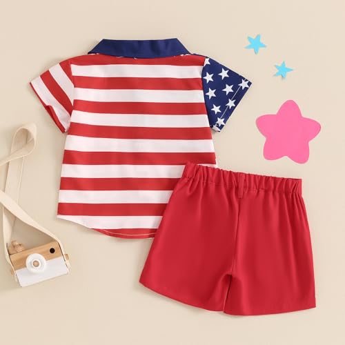 Image of Toddler Boy Summer Outfits Button Down Short Sleeve Floral Shirts & Casual Shorts 1-6 Years Boys Clothes Set