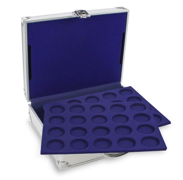 SAFE 292 SP - Maletín para monedas (aluminio, para 210 monedas de 10 euros y 6 bandejas azules 6328 SP, 250 x 215 x 70 mm)