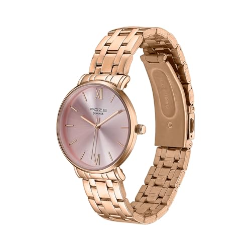 Image of Sonata Poze 9 with Quartz Analog Pink Dial IPRG Strap Watch for Women - SP80183WM01W