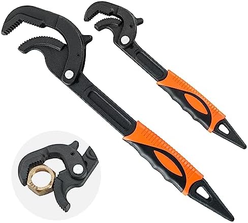 2-Piece Self-Adjusting Wrench Set - Quick Power Grip For Pipes & Nuts, 15-60mm Capacity