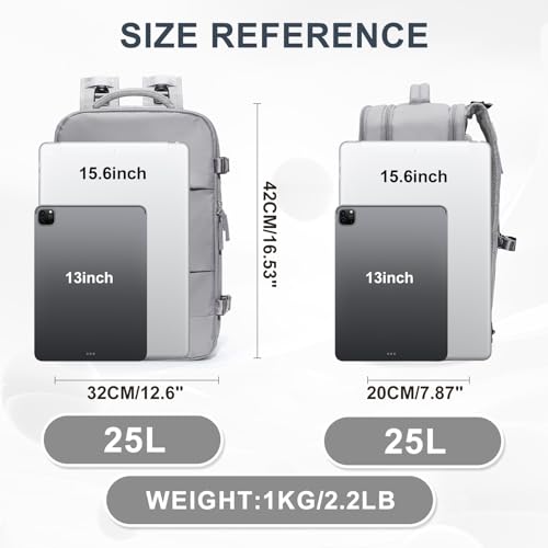 Image of coowoz Travel Backpack For Women Men,Carry On Backpack,Hiking Backpack Waterproof Outdoor Sports Rucksack Casual Daypack Travel Essentials(Grey)