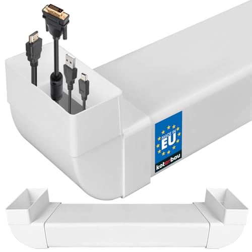 KOTARBAU® Canaleta para cables empotrada para TV, 110 x 55 mm, longitud: 62 cm, plástico, invisible, pasacables para TV, canal, empotrable, color blanco