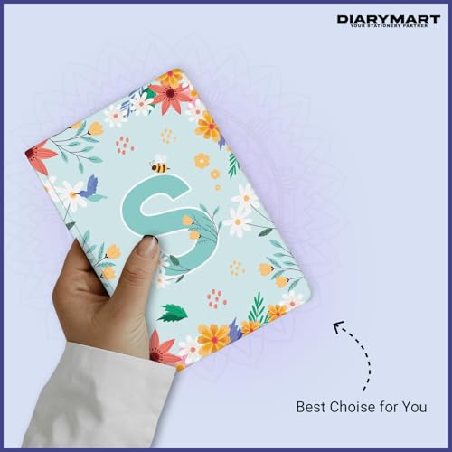 Image of Initial S Premium Soft Bound Notebook Diary for Girls and Women (B6, 90 GSM, 160 Ruled Pages) Floral Design Notebook Journal Diary