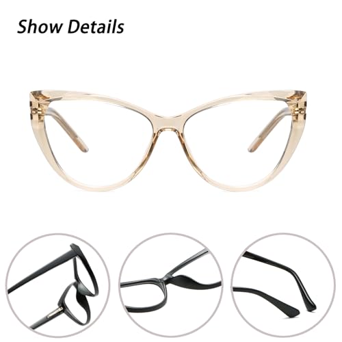 Image of Blue Light Glasses Cateye Women Fake Eyeglasses Anti Eye Strain Computer Glasses Clear Lens