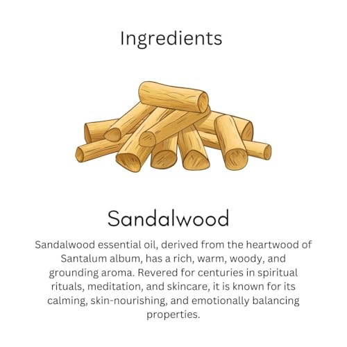 Image of Khadi Sandalwood Essential Oil 15ml | Pure Chandan Oil with Dropper for Skin Care, Hair Care, Bathing, Fragrance | For Stress Relief & Relaxation, Aromatherapy, Diffuser, Soap & Candle Making