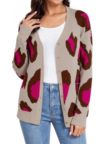 Image of Women's Lightweight Button Down Cardigan Sweaters Long Sleeve Classic V Neck Knit Soft Shrugs with Pocket