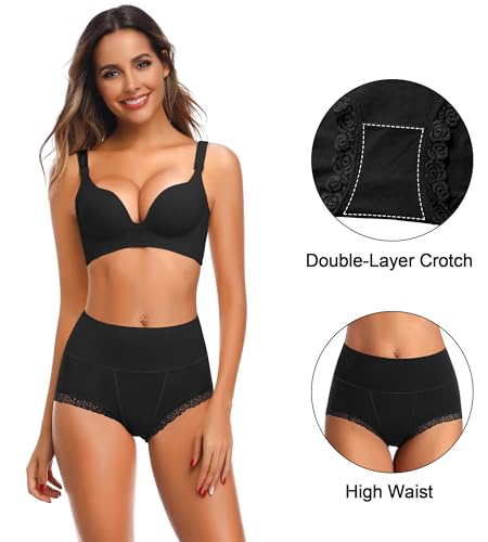 Image of Women's Cotton Underwear,Ladies Soft Stretch Tummy Control Comfy No Muffin Panties Boyshorts