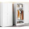 Metal Wardrobe Cabinet with Hanging RodWhite Armoire Wardrobe ClosetMetal Clothing Storage Cabinet with Adjustable Shelves and Doors72 Wardrobe Storage Cabinet for HomeLivingLaundry Room
