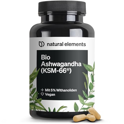 natural elements Bio-Ashwagandha – KSM-66® Premiumrohstoff (180 Kapseln mit...
