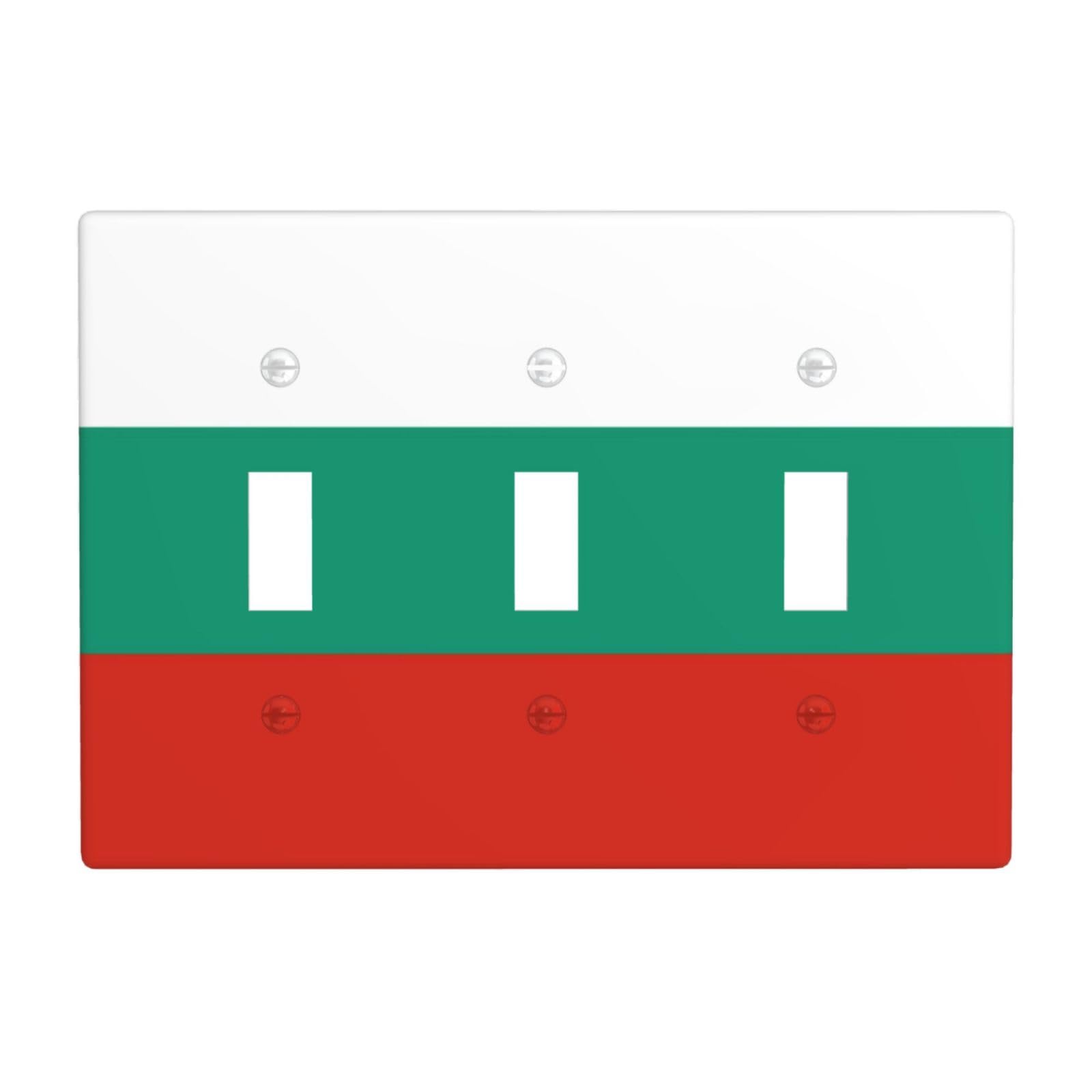 Flag of Bulgaria 3 Gang Switch Plate Cover-Unbreakable Polycarbonate Wall Plate, Heat Resistant Toggle Switch Decor for Home