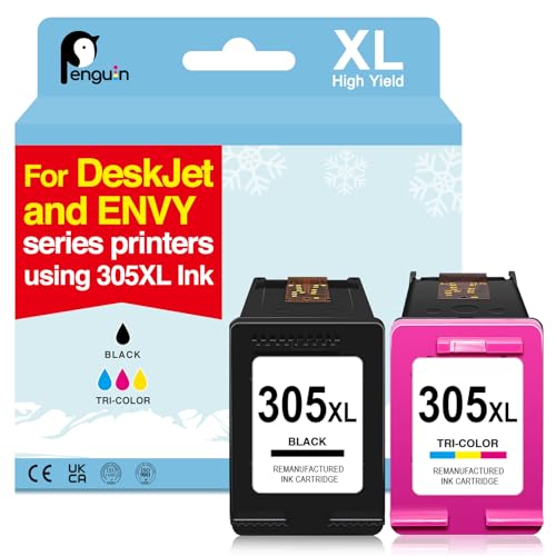 Penguin 305XL para HP DeskJet 2820e 2800e 2810e 2821e 2822e 2823e 4220e 4200e 4210e 4222e 4230e DeskJet 2720e 2710e 2720 2721 2721e 2722e 2723e 2755e Cartuchos de Tinta para HP 305 XL Negro y Color