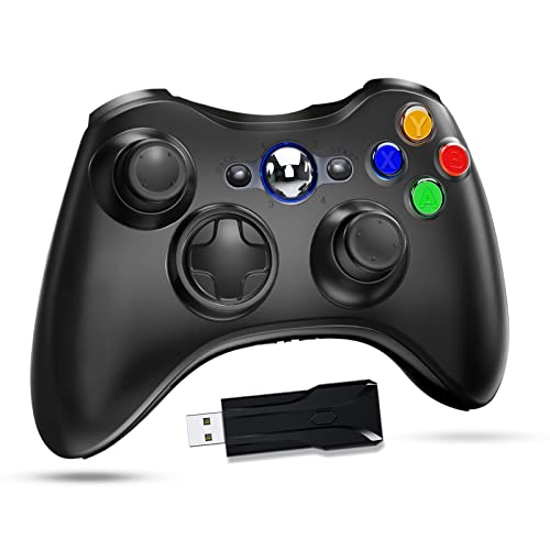 Xbox 360 Controller, Gamrombo Wireless PC Controller con Doppio Feedback di Vibrazione e Joystick Giroscopico 6 Assi, Controller per Xbox 360 Slim/Xbox 360/PC (Windows 7/8/10/11)