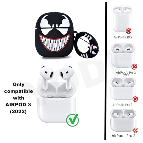 Image of YODI Case Cover for Airpods Pro|Pro 2|Airpods Pro 3|Airpods 4 Pouch, Silicone Cases with Cleaner Kit 360 Drop Protection,Shock-Resistant ((Ve-nom), Airpods 3 (2022))