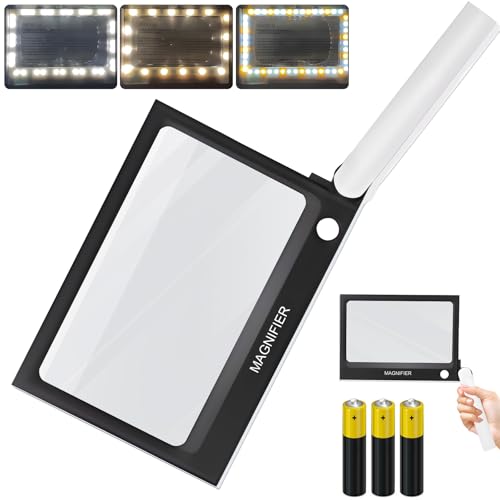 Lupa con luz, 3 modos de lupa para leer 32 LED, lupa de lectura para libros, lupa de regalo para personas mayores
