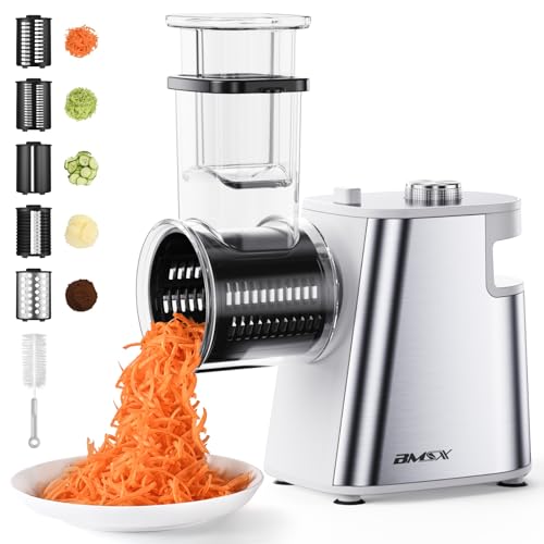 Comparison: Best Electric Vegetable Grater 3 Electric Cheese Grater Upgraded, 250W Electric Slicer Shredder, Automatic Cheese Shredder, Electric Salad Machine for Fruits, Vegetables, Cheeses,Salad Maker With 5 Different Shapes of Blades
